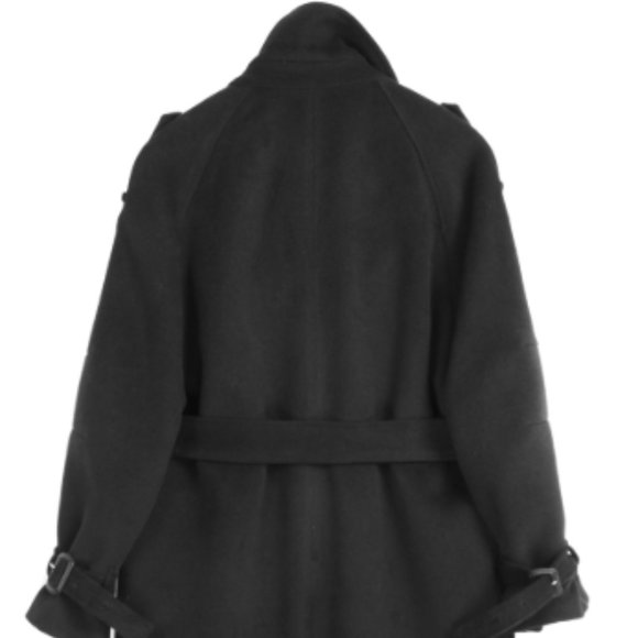 Mid-length suit collar cocoon woolen coat